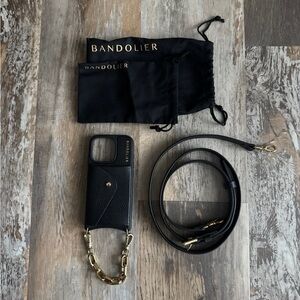 Bandolier Hailey Crossbody Apple 16 Pro Case with Astrid Wristlet in Black/Gold